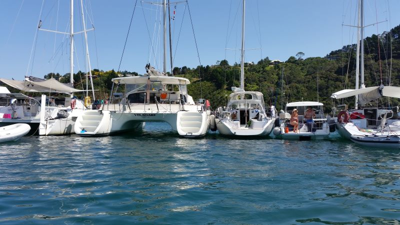 Customer photo of Hauraki inflatable fenders, covers and other products in use  - Summer cruising boat raft up