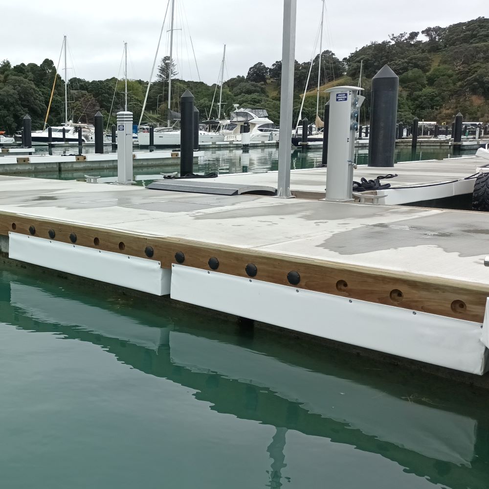 Speciality Barrier Marina Fenders available from Hauraki Fenders - 2m pvc covered closed cell foam marina fender