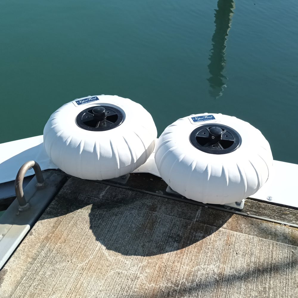 Supafend dock wheels available from Hauraki Fenders - Dock wheels for marina berth corners