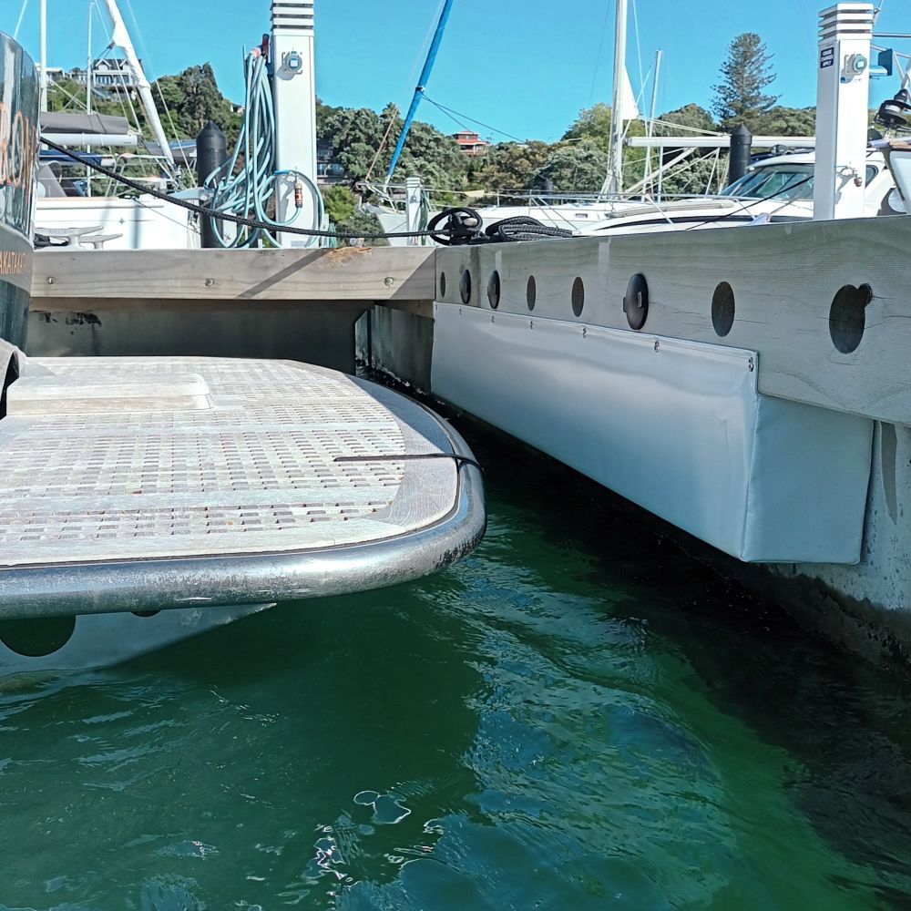 Speciality Barrier Marina Fenders available from Hauraki Fenders - 2m pvc covered closed cell foam marina fender
