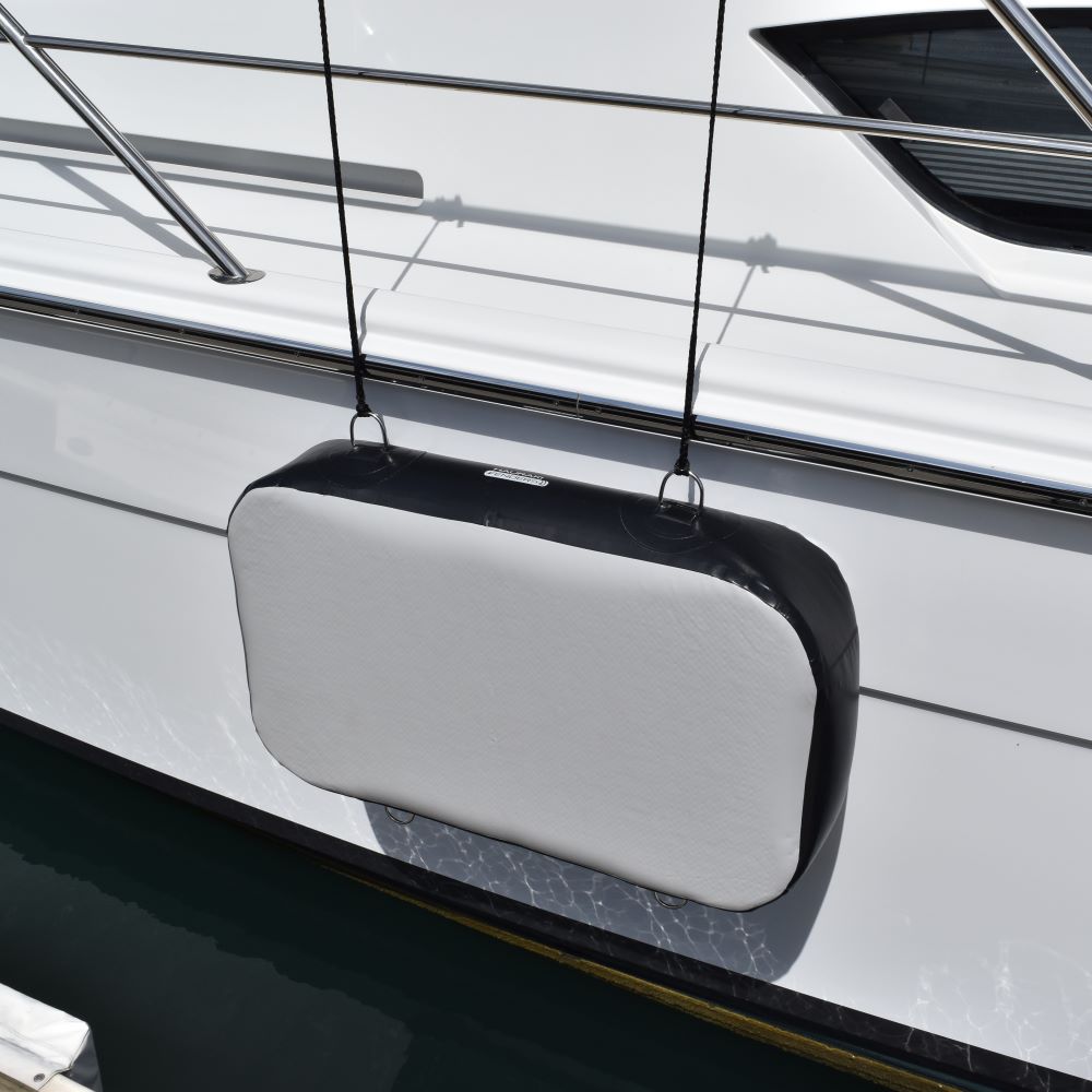 Hauraki Rectangle Inflatable Fender - light grey and black rectangle inflatable boat fenders using drop stitch technology
