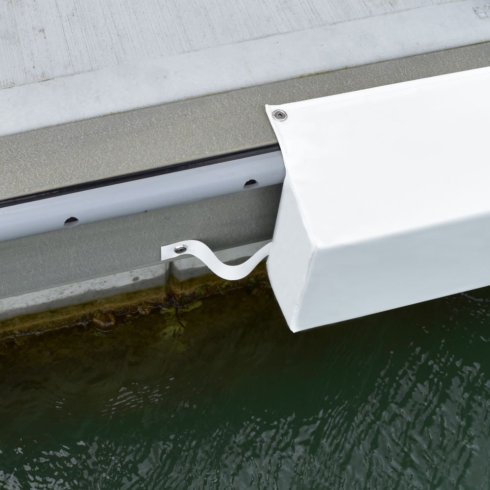 Barrier Fenders available from Hauraki Fenders - 2m pvc covered foam marina fender - anti-flip tab