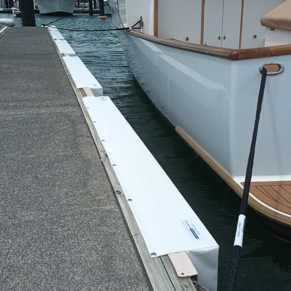 Barrier Fenders available from Hauraki Fenders - 2m pvc covered foam marina fender