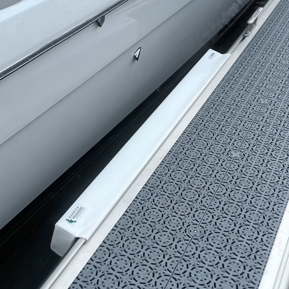 Tauranga Marina Fenders available from Hauraki Fenders - 2m pvc covered foam marina fender specifically designed to fit the Poralu Marine Dock
